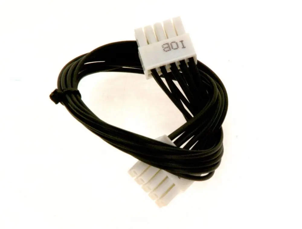 Kabel mit mehreren weißen Molex-Anschlüssen, umwickelt mit schwarzem Kabel, möglicherweise von Bosch, zur elektrischen Verbindung oder Datenübertragung.